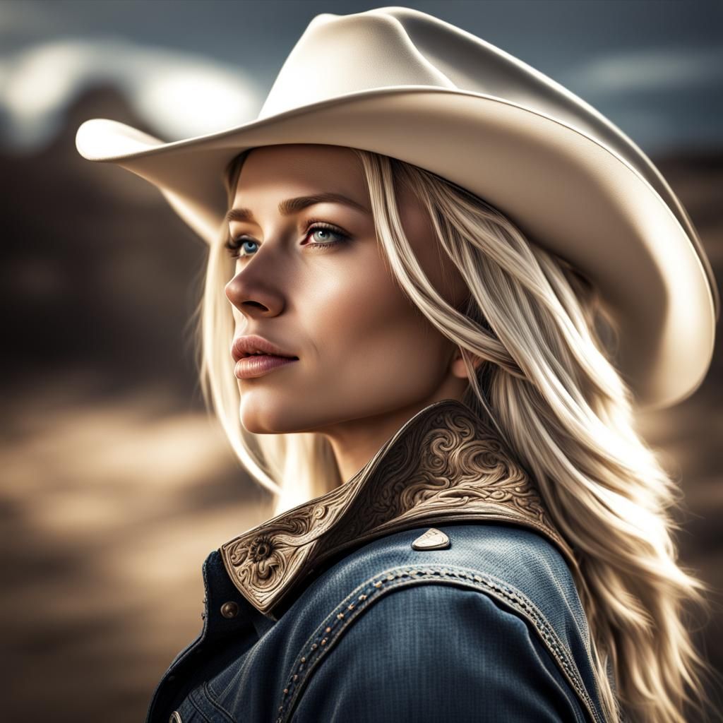 Beautiful Blonde Cowgirl Profile in HDR