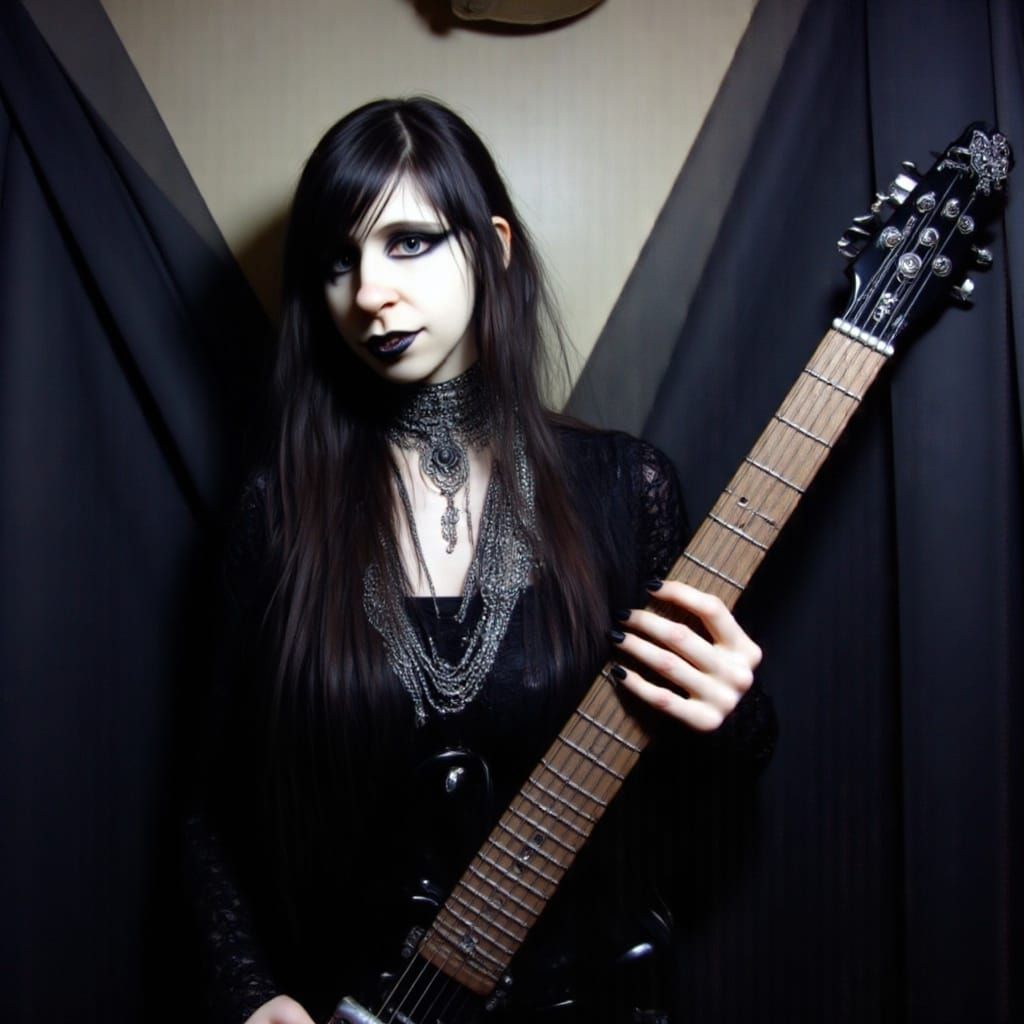 Gothic Rockstar Portrait in a Concert Hall