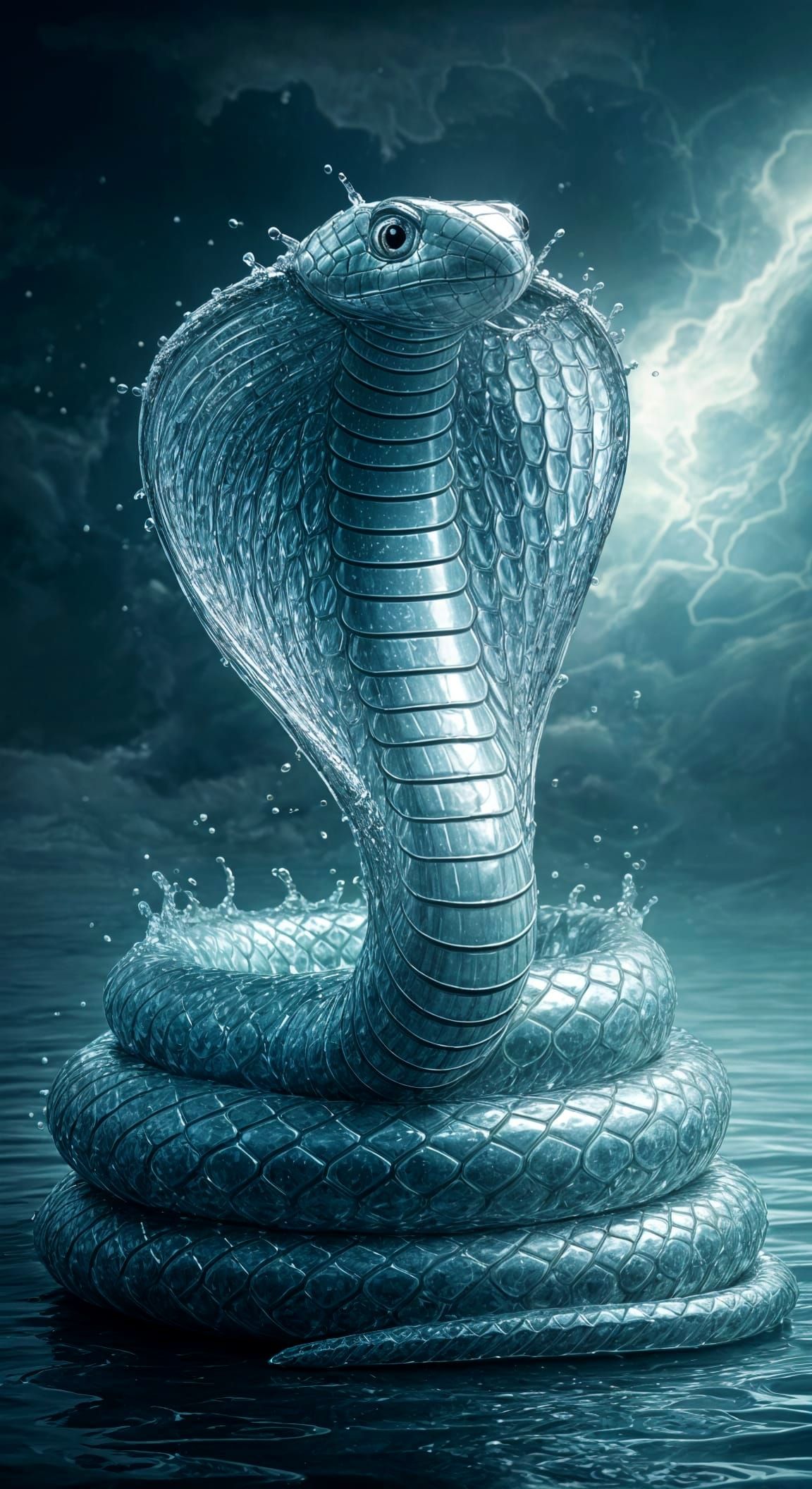 Water snake in a storm