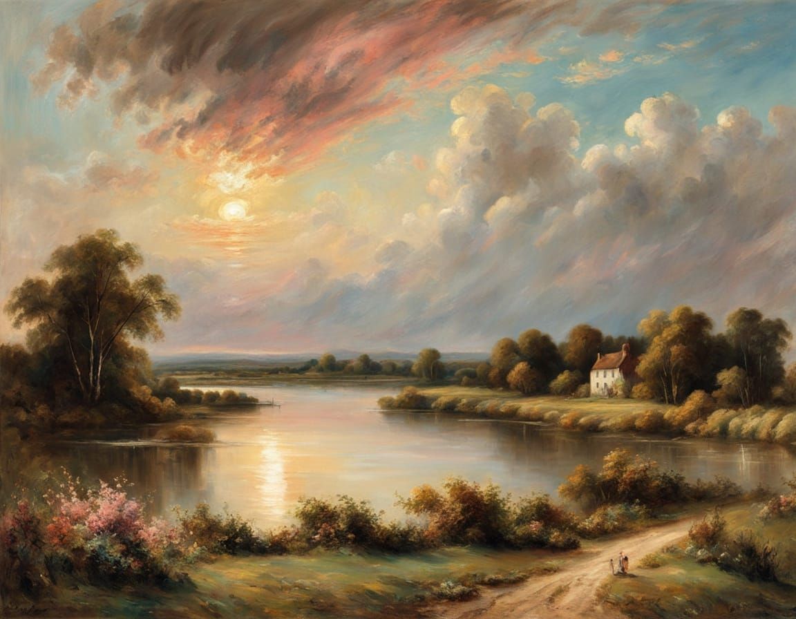 Serene Valley Landscape in Earthy Tones