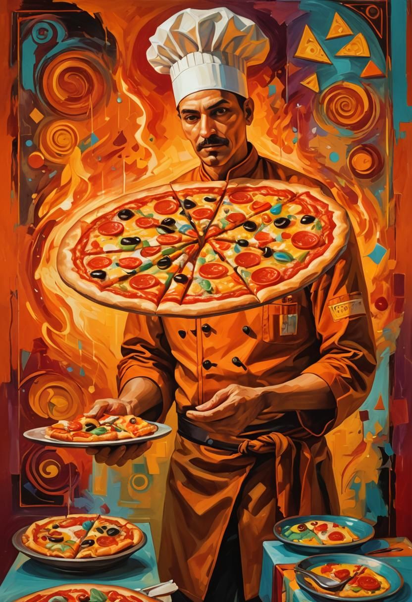 Cubist Death Chef in Colorful Pizza Gallery