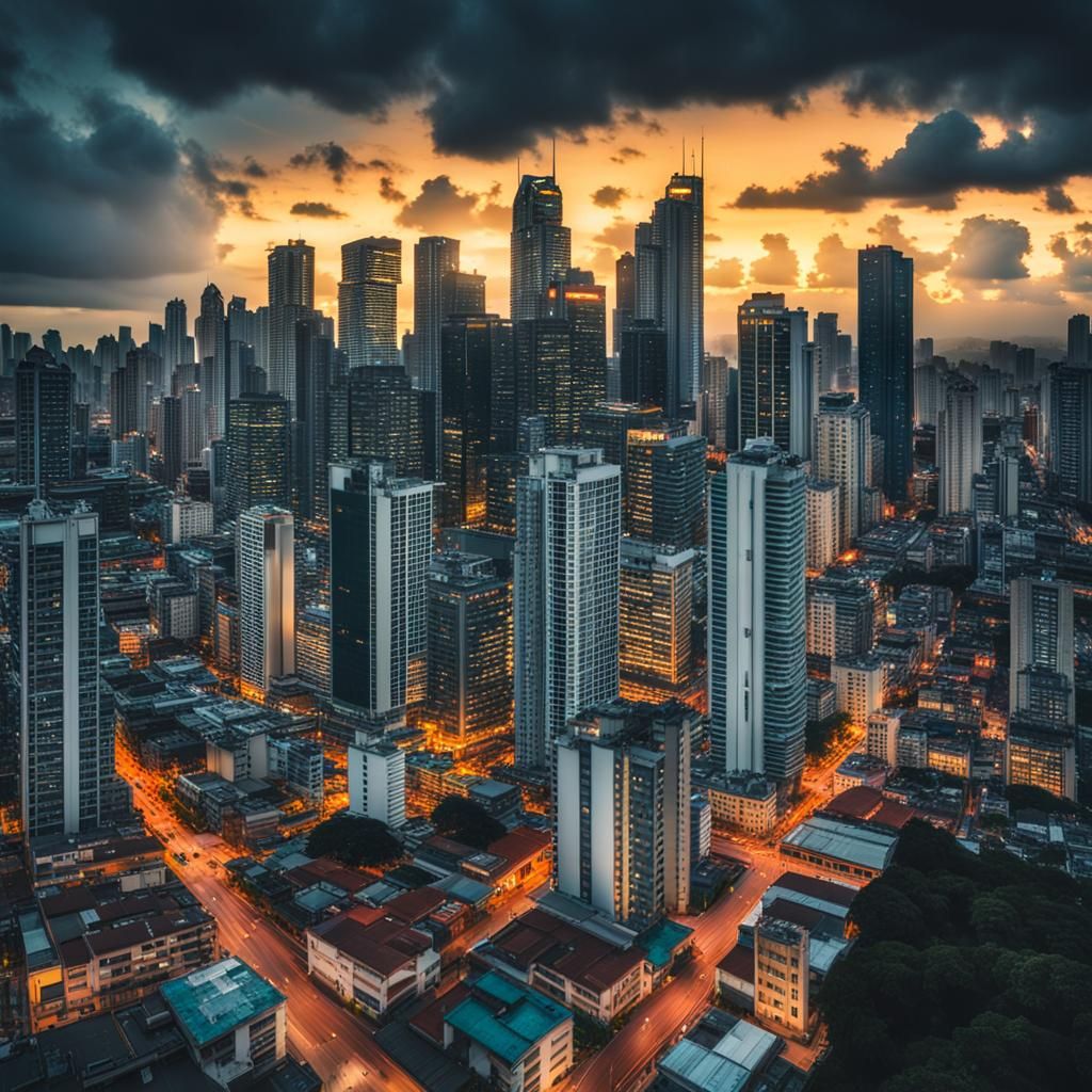 Panama Cityscape at Dusk in Hyper-Realistic HDR