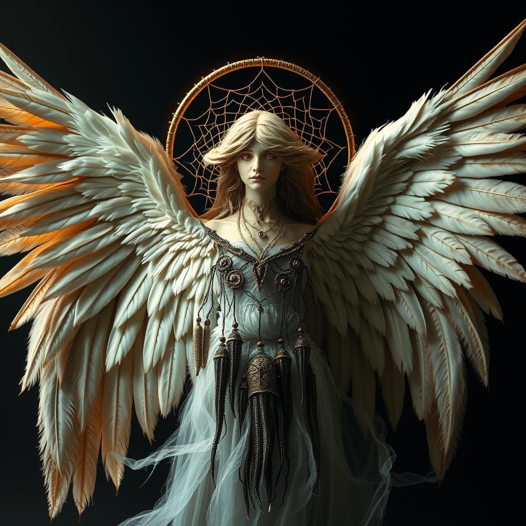 Angel with Dreamcatcher Halo in Surrealistic Art