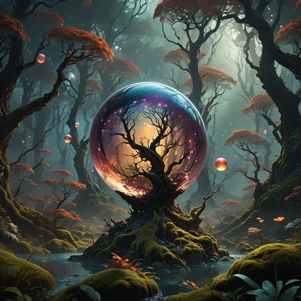 Glowing Orb Ecosystem: A Fantasy Matte Painting