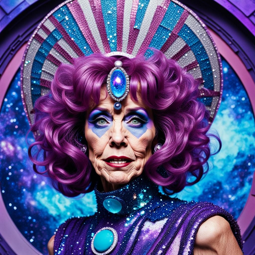 Glamorous Octogenarian as Barbarella in Sci-Fi Art