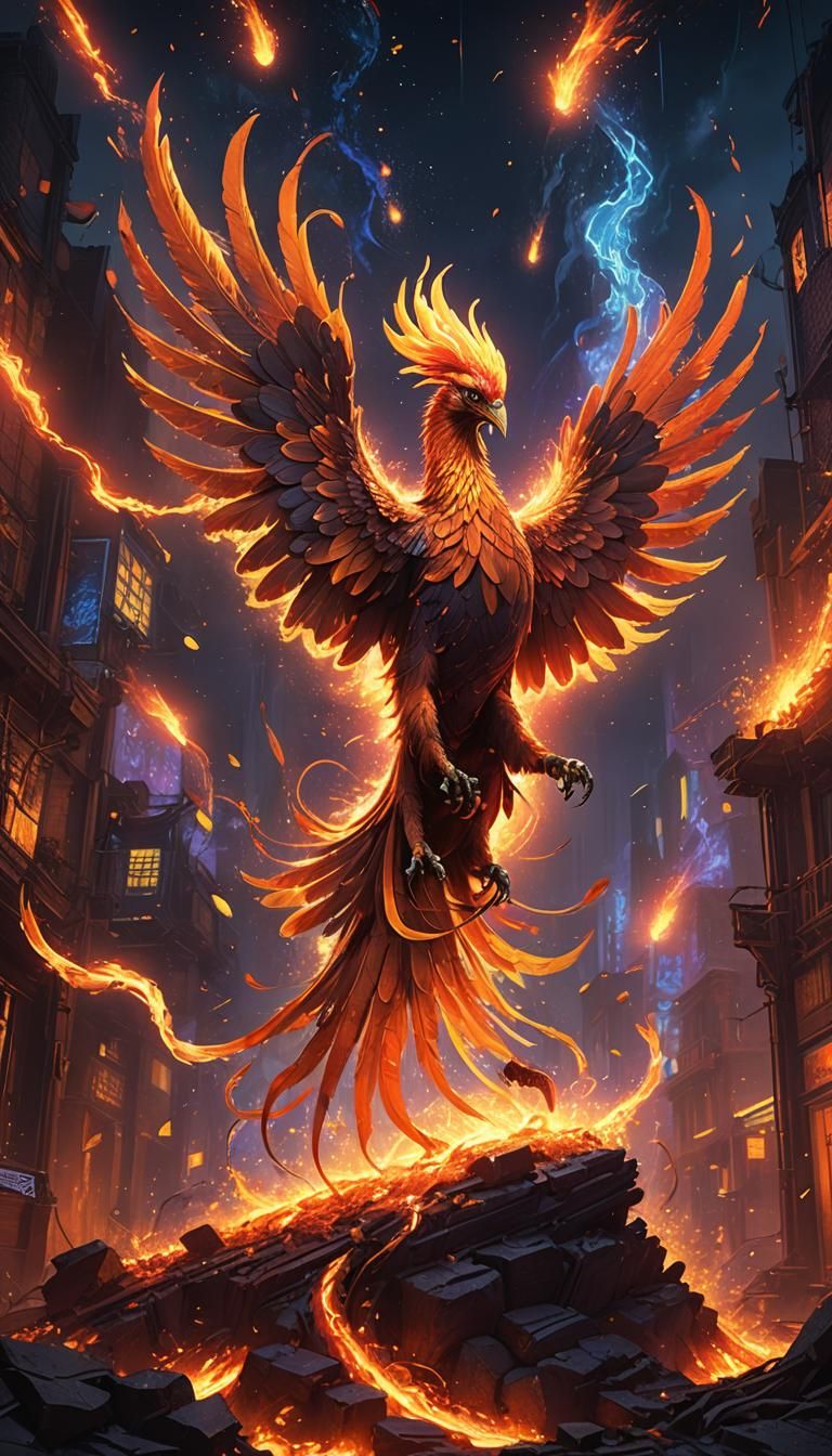 Neon Phoenix Rising: Fantasy Concept Art