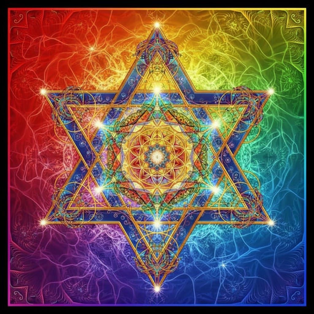 Metatron's Cube with Sacred Geometry and Mystical Lines