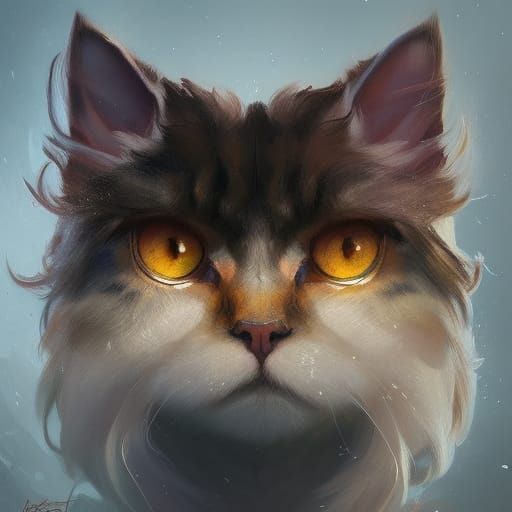 Detailed Portrait of a Persian Cat Monster