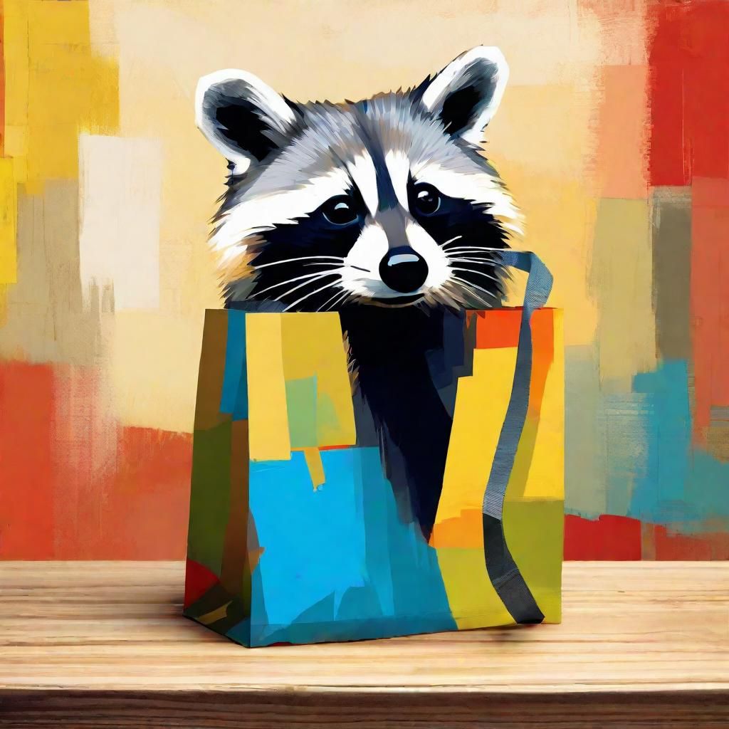 Cubist Raccoon Food Bag Still Life