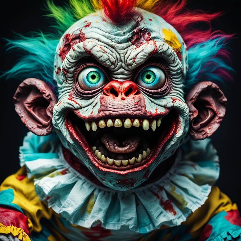 Unnerving Zombie Monkey Clown Toddler Portrait