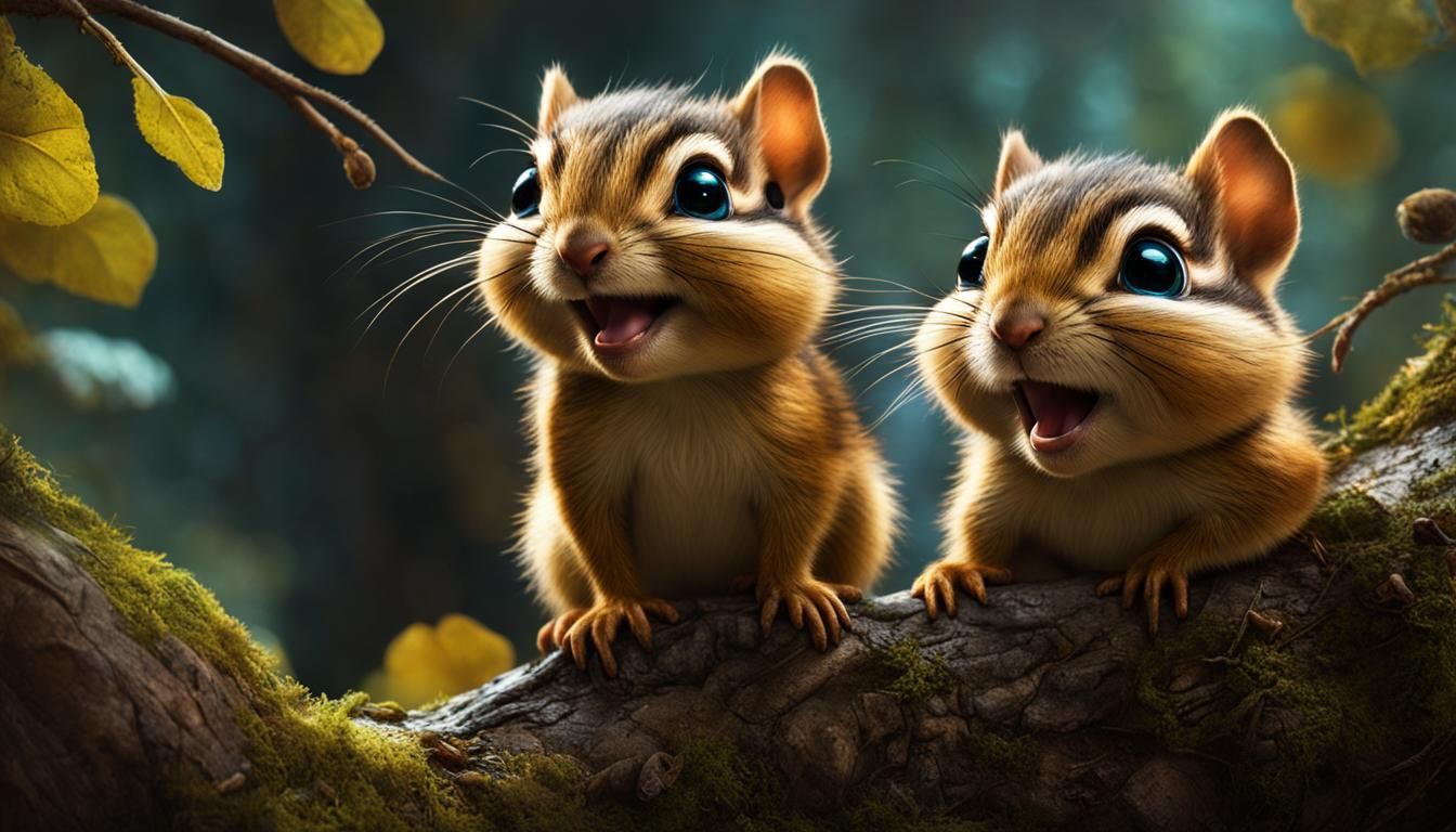 Adorable Chipmunks Singing in a Tree: Fantasycore Art
