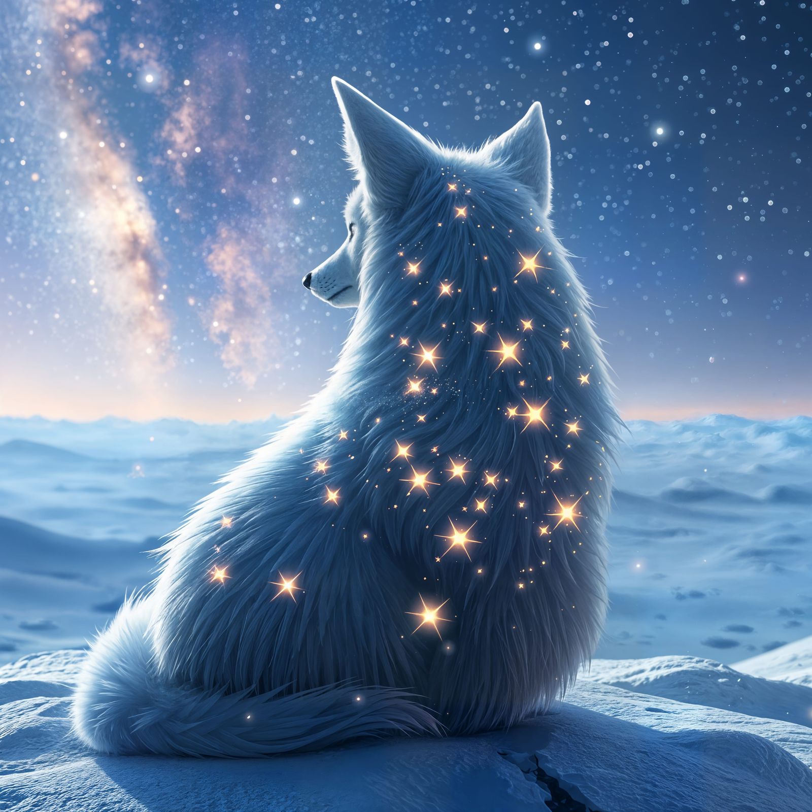 Stellar Arctic Fox in Ethereal Fantasy Art