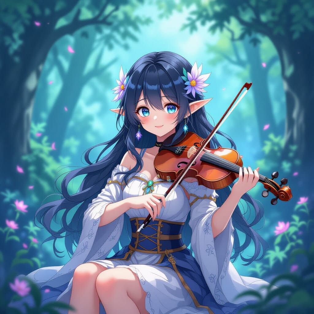 Fae Creature Drawn by Music, Anime Style