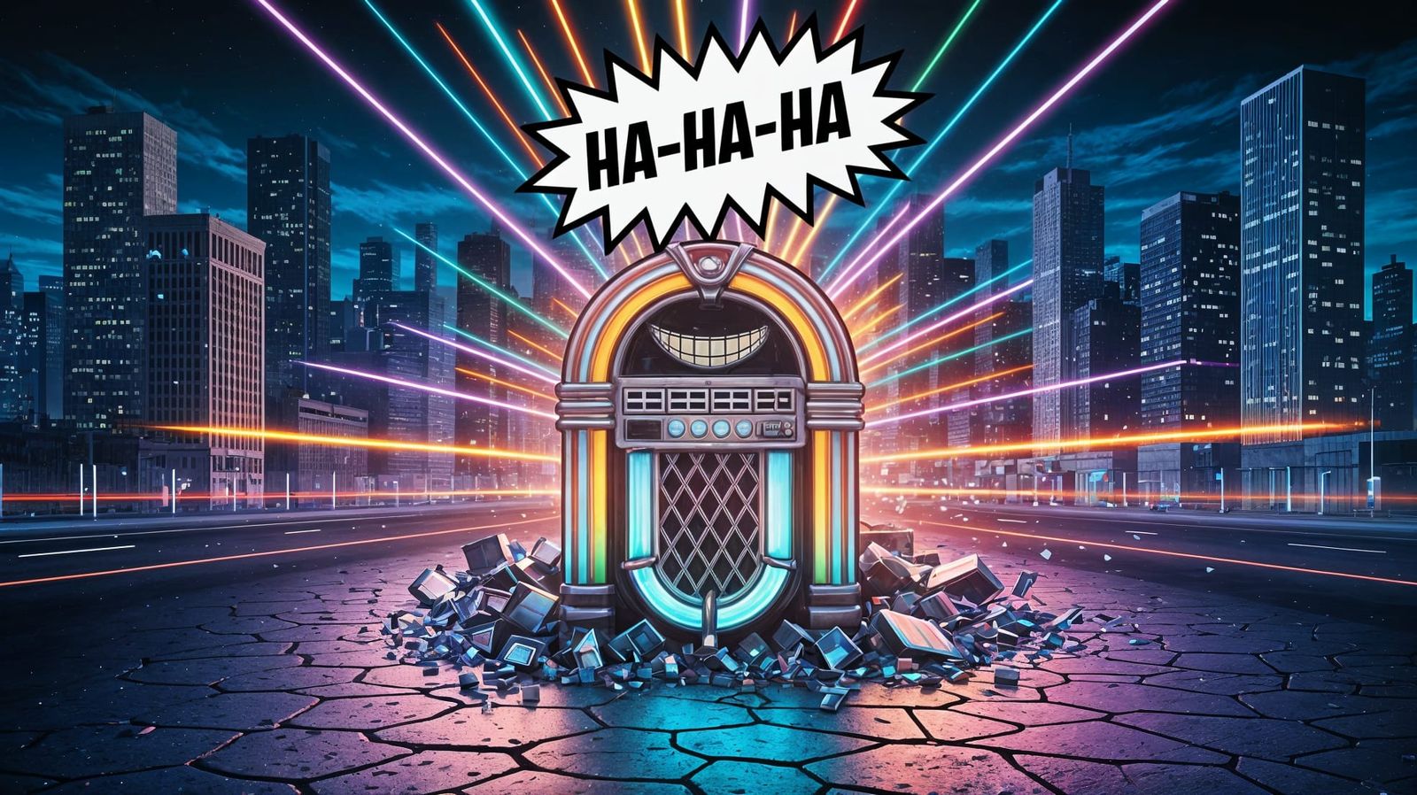 Whimsical Jukebox Disrupts Metropolis in Pixar Style