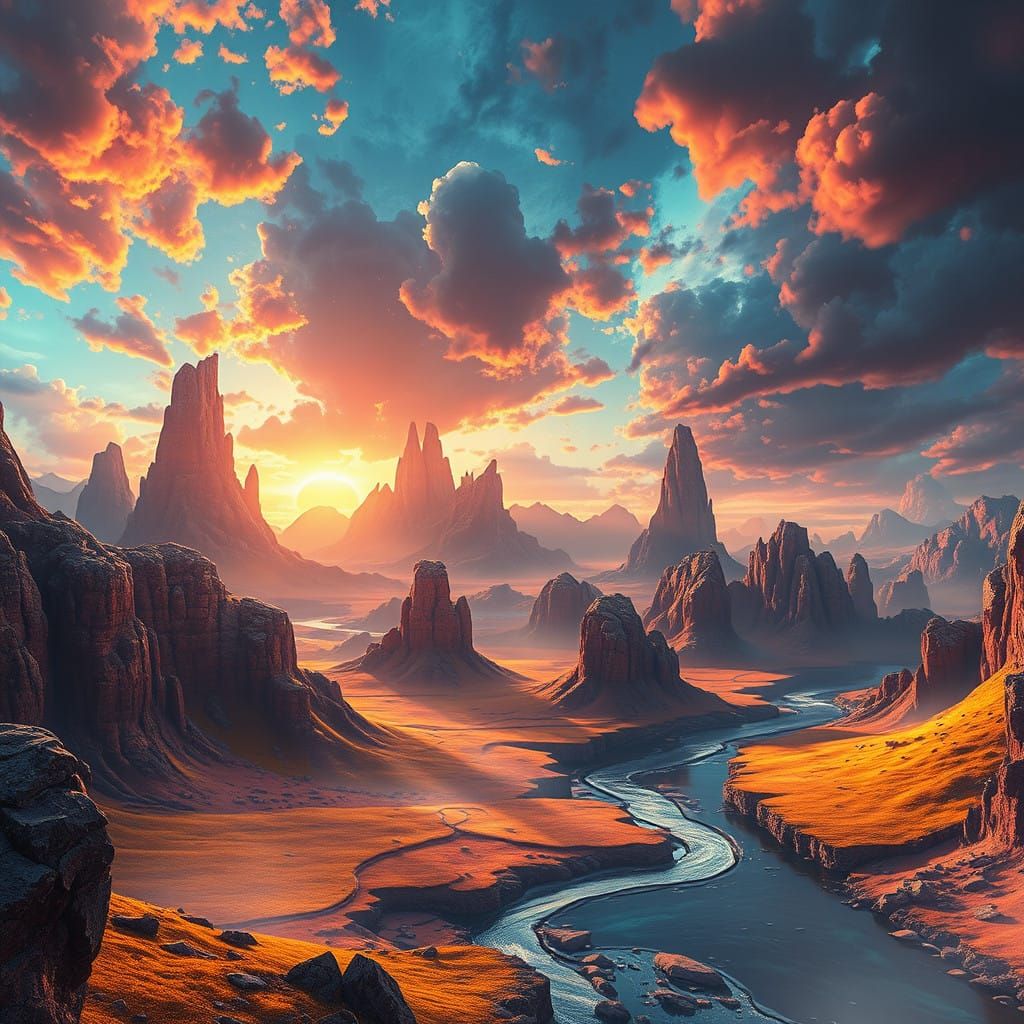 Ethereal Fantasy Landscape in Unreal Engine 5 Style