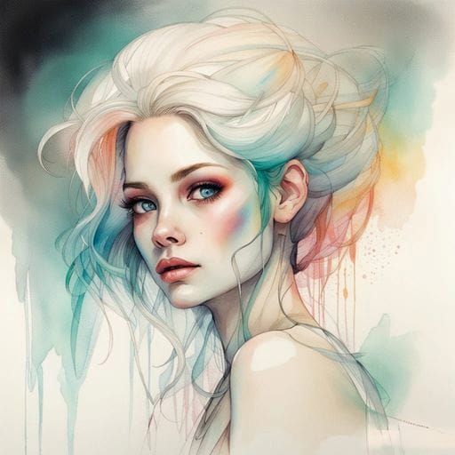 Colorful Portrait of a Beautiful Young Woman