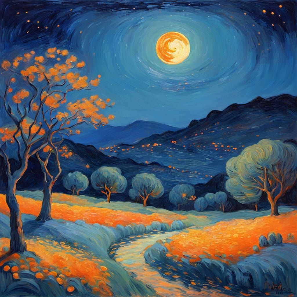 Moonlit landscape.