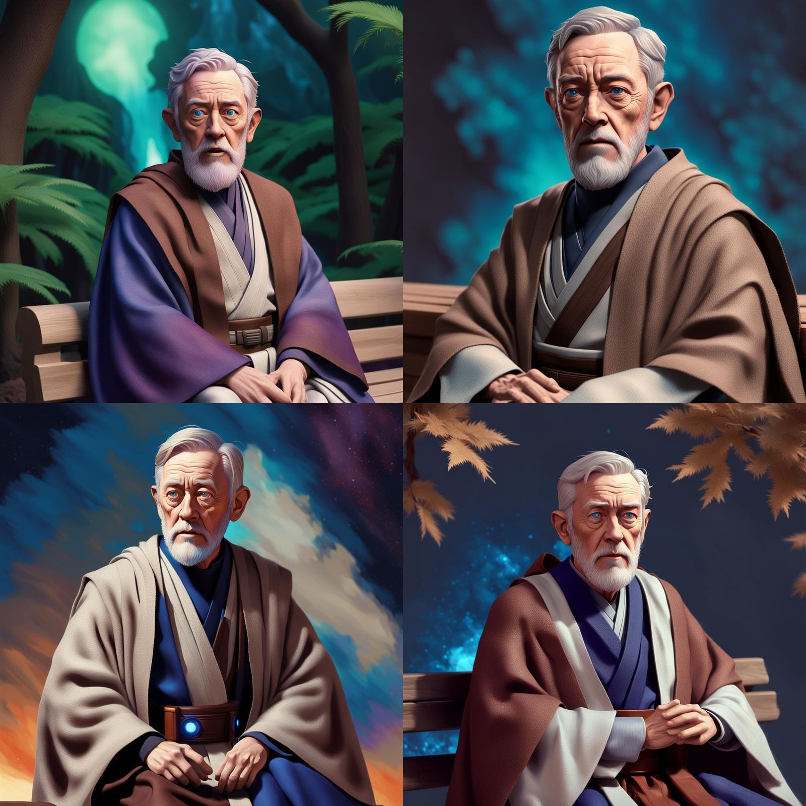 Obi-Wan Kenobi Ghost in 3D Animated Style