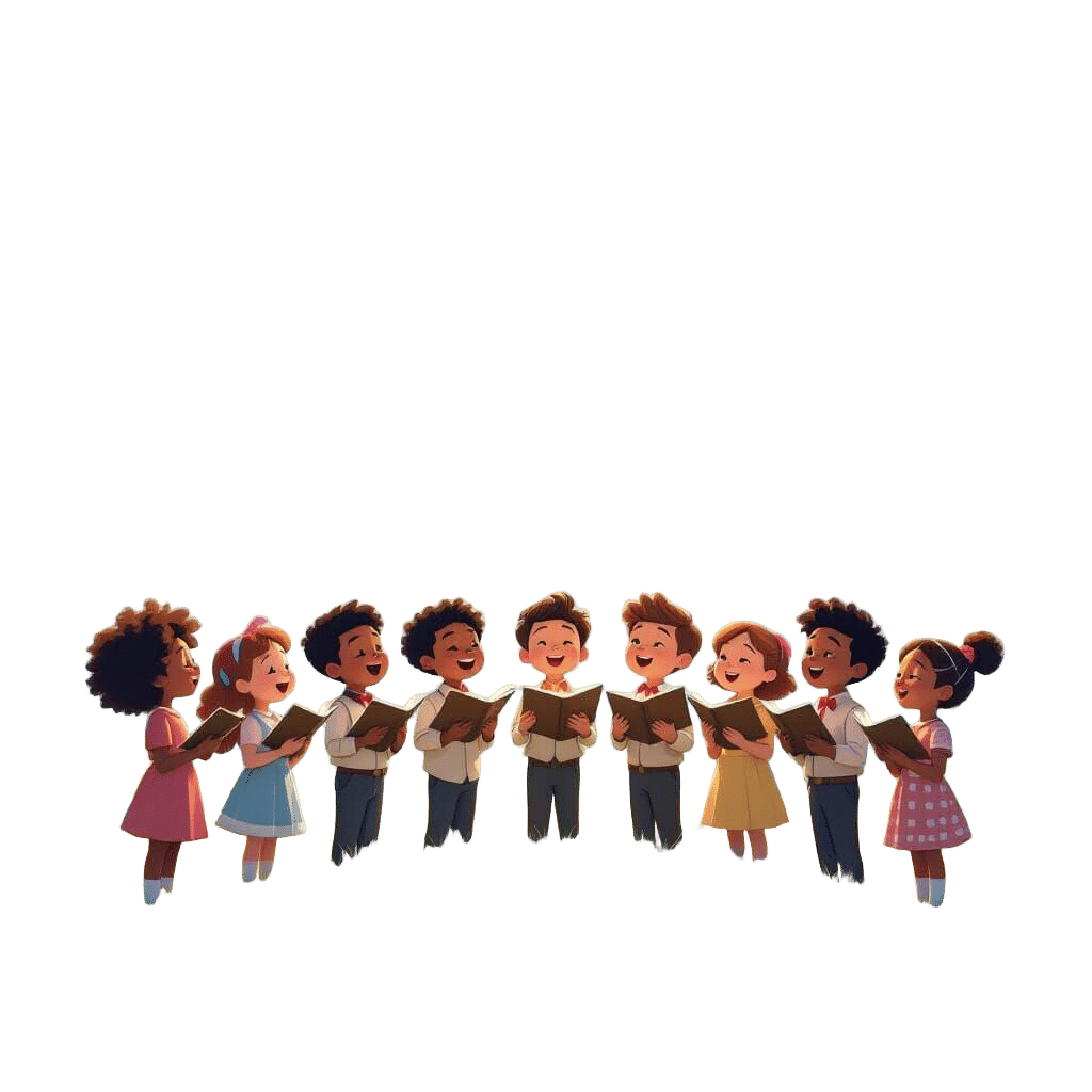 Joyful Children's Choir Sings Under Giant Rainbow