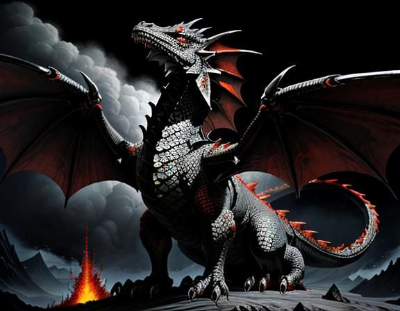 Fiery Dragon in Dynamic Fantasy Art Style