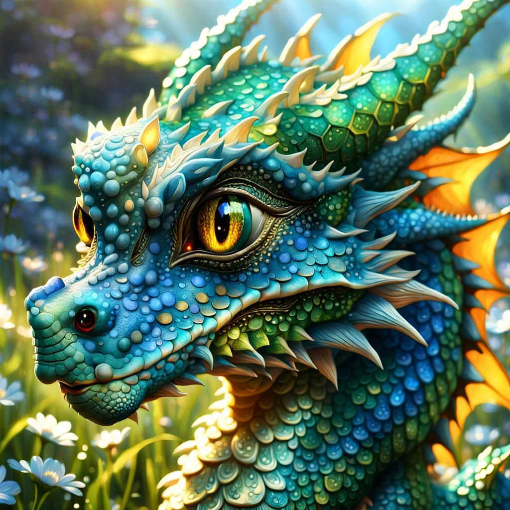 Adorable Mythical Dragon Portrait in Anime Style