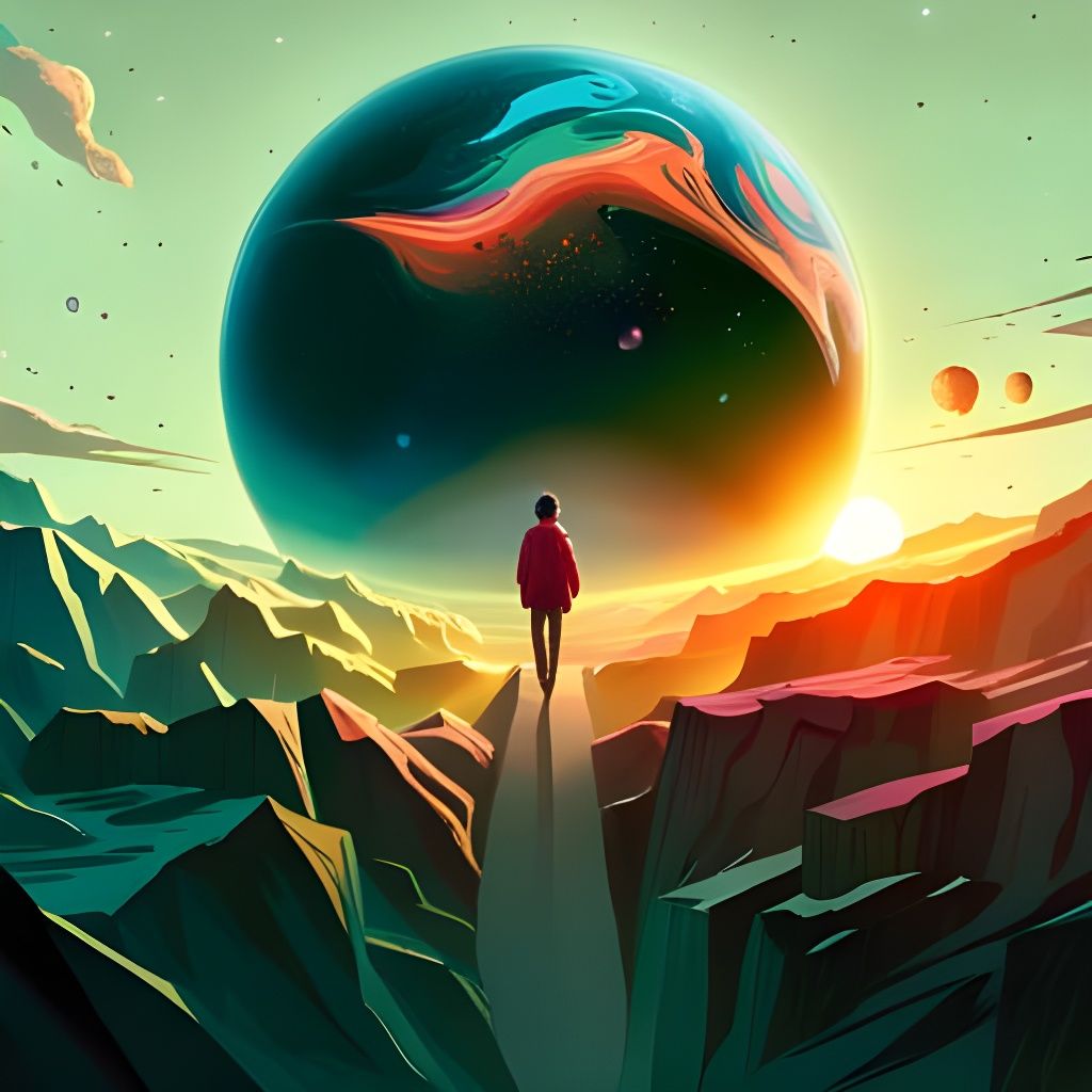 Magical Planet Walker in Space Dreamscape