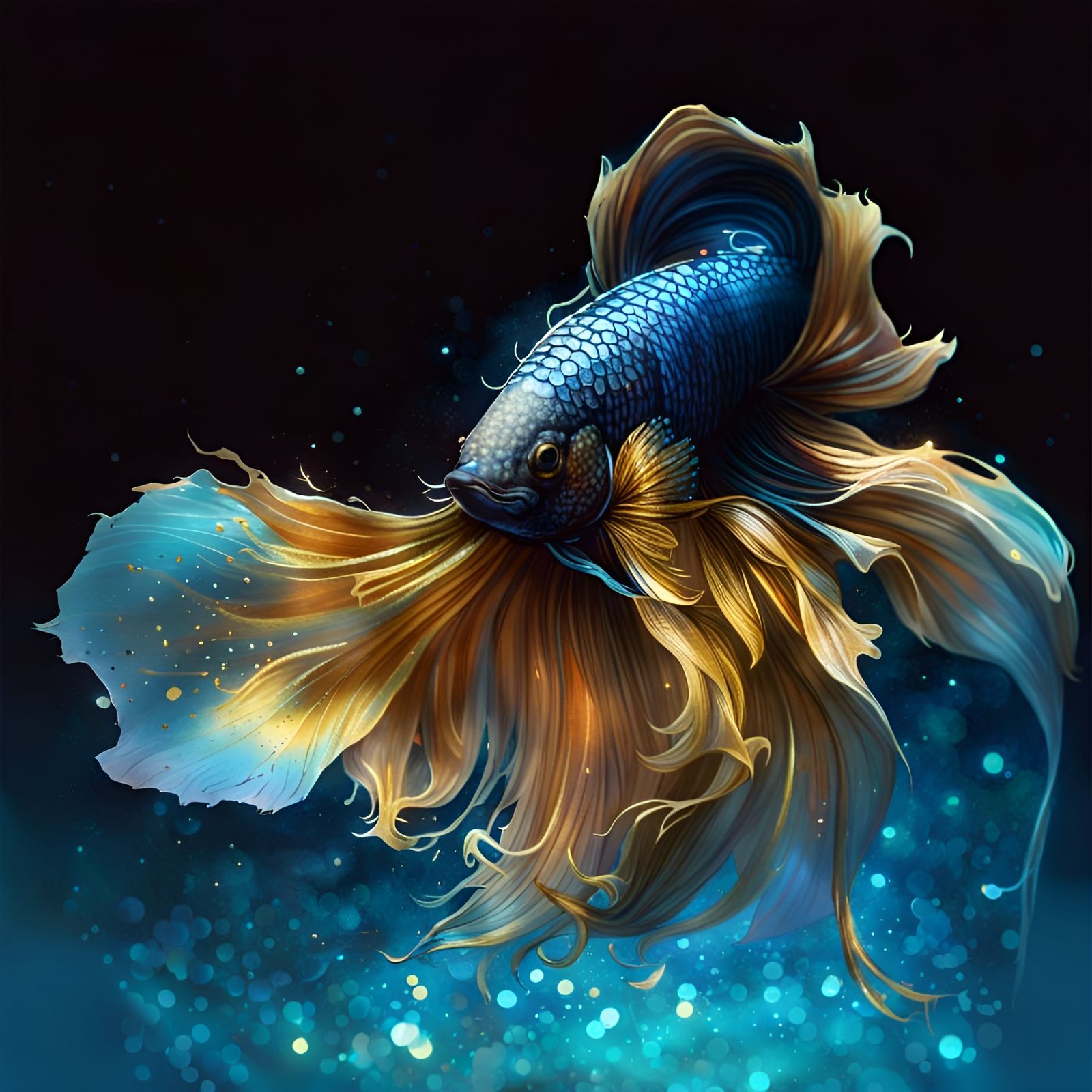 Mesmerizing Betta Fish with Gold Scales