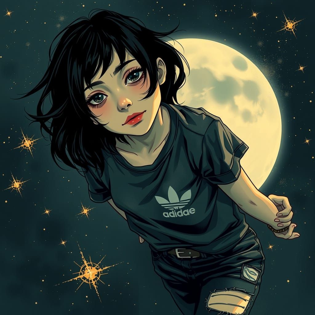 Romantic Space Emo Girl in Ethereal Dreamlike State