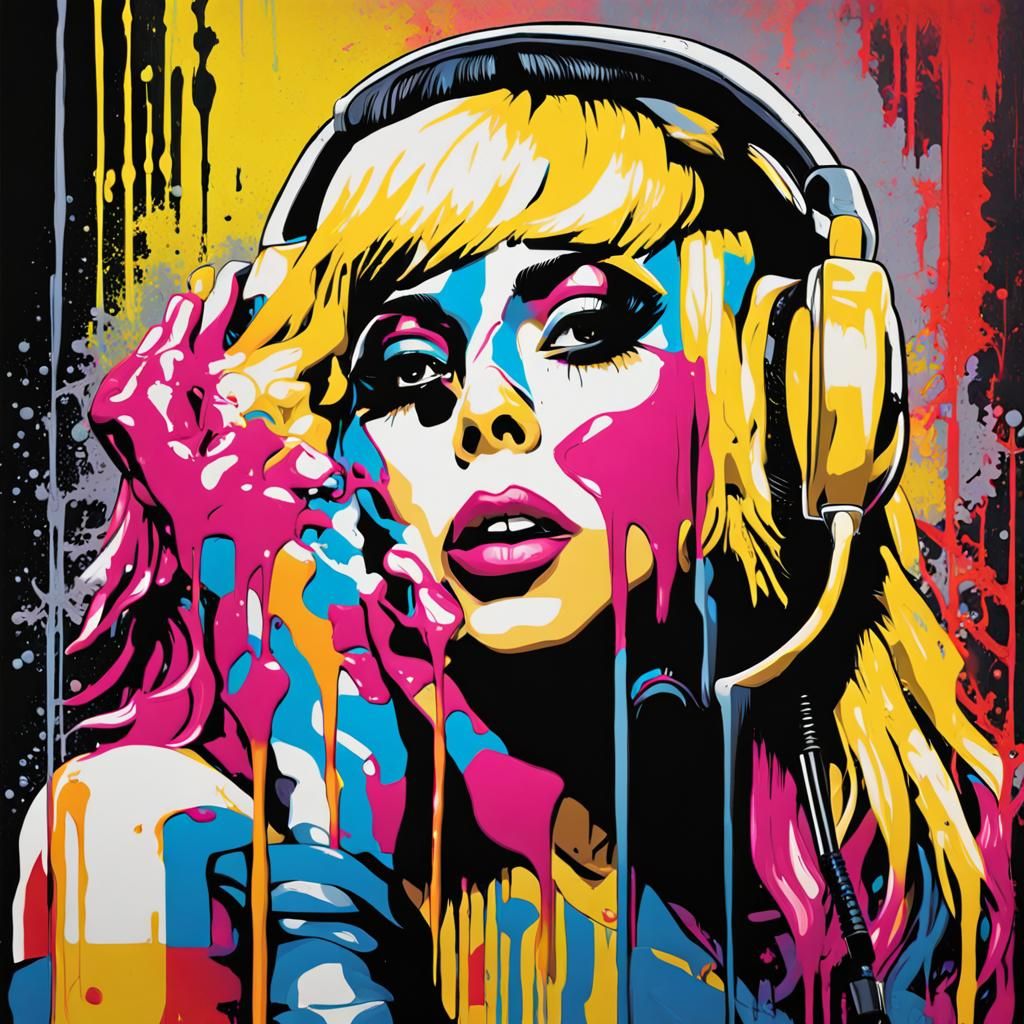 Lady Gaga Telephone: Pop Art Graffiti in Vibrant Colors