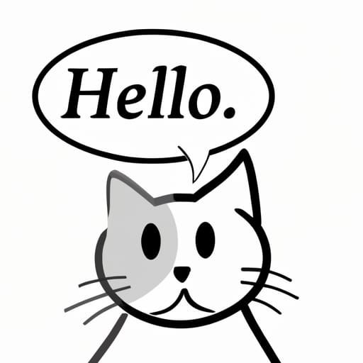 Cat Says Hello in Speech Bubble
