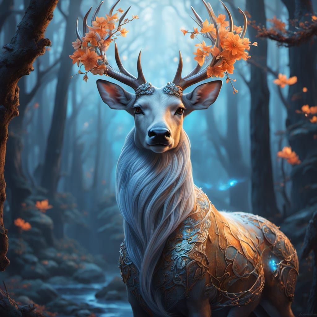 Glowing, Ethereal Twilight Forest Scene as Impressionist Pai...