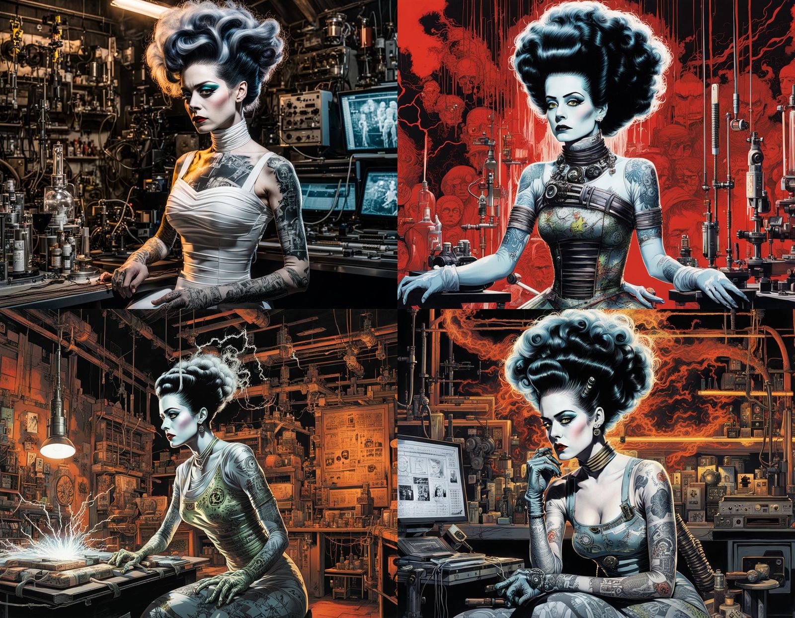 Bride of Frankenstein in Bandages, Detailed Illustration