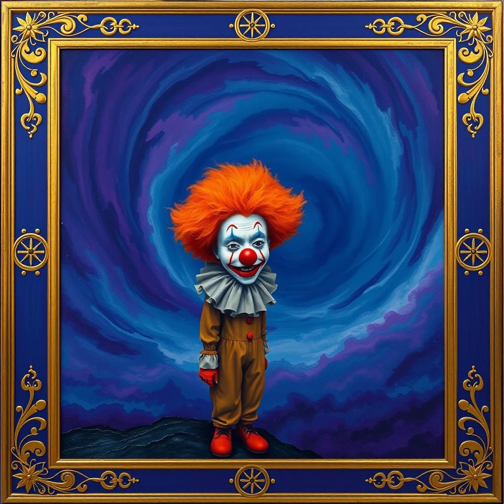 Melancholic Clown at Vortex Edge in Rothko Style