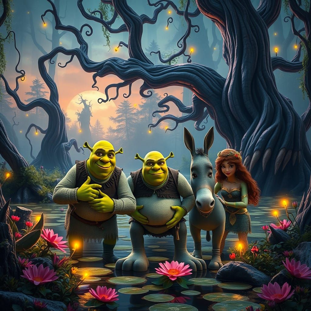 Whimsical Swamp Scene in Fantasy Concept Art Style