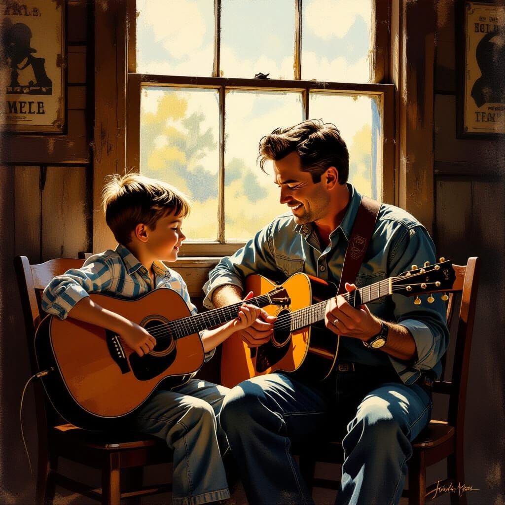 Jindra and Johnny Cash Play Guitar in Nashville Bar