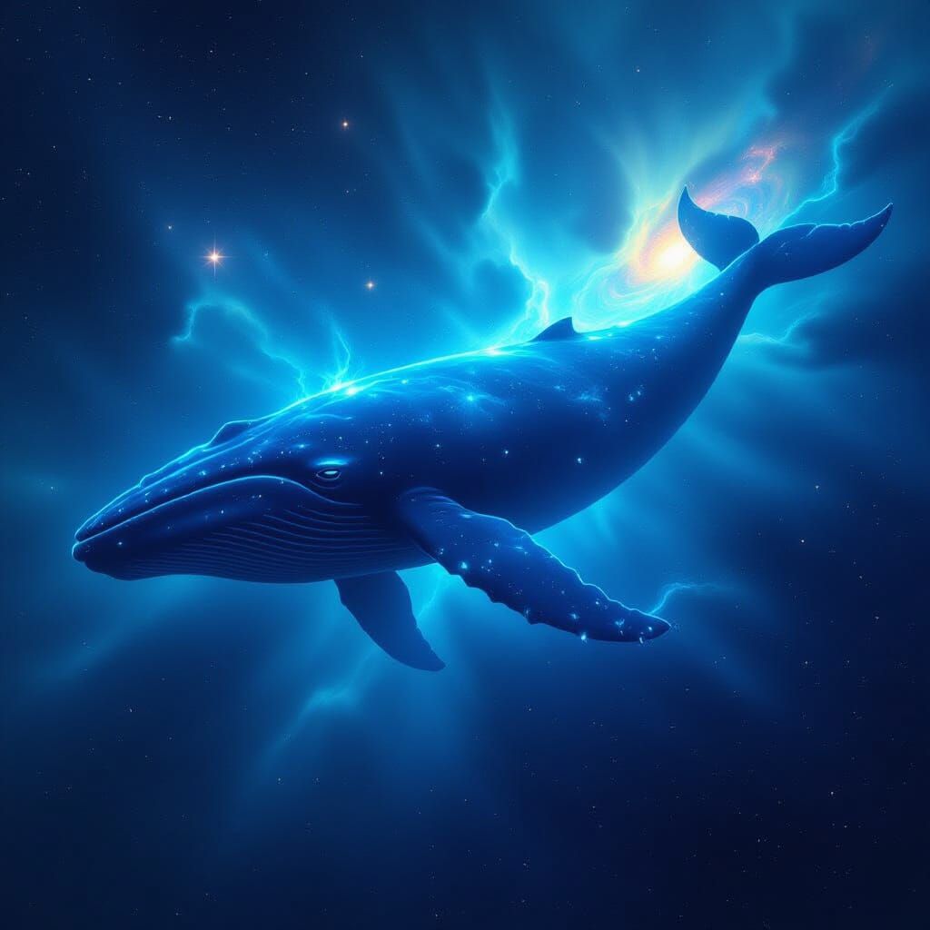 Bioluminescent Whale in Galaxy Nebulae