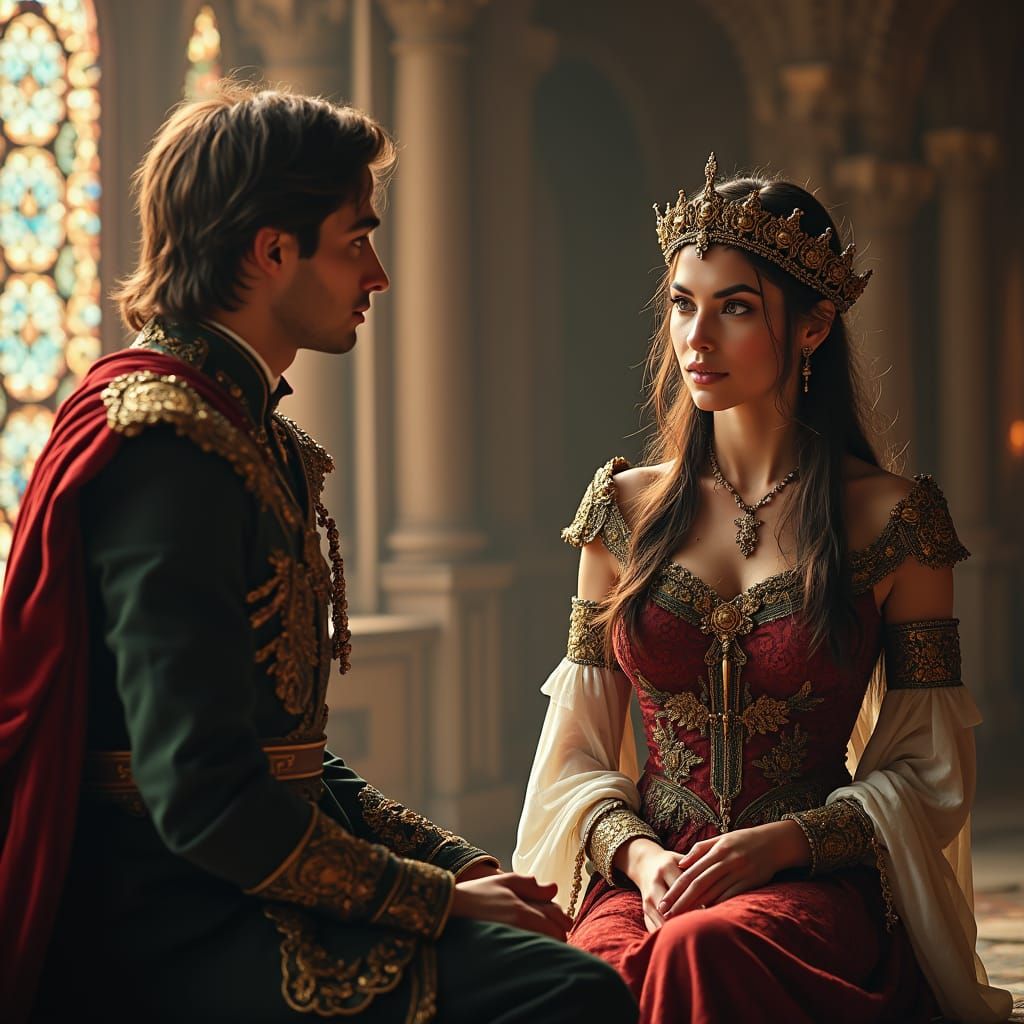 Sorceress and Prince in Palace Conversation