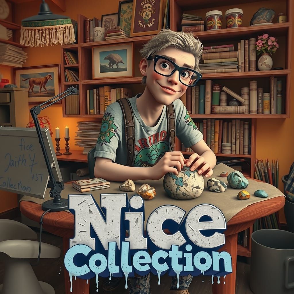 A bespectacled nerdy geeky goofy-looking man with thick, bla...