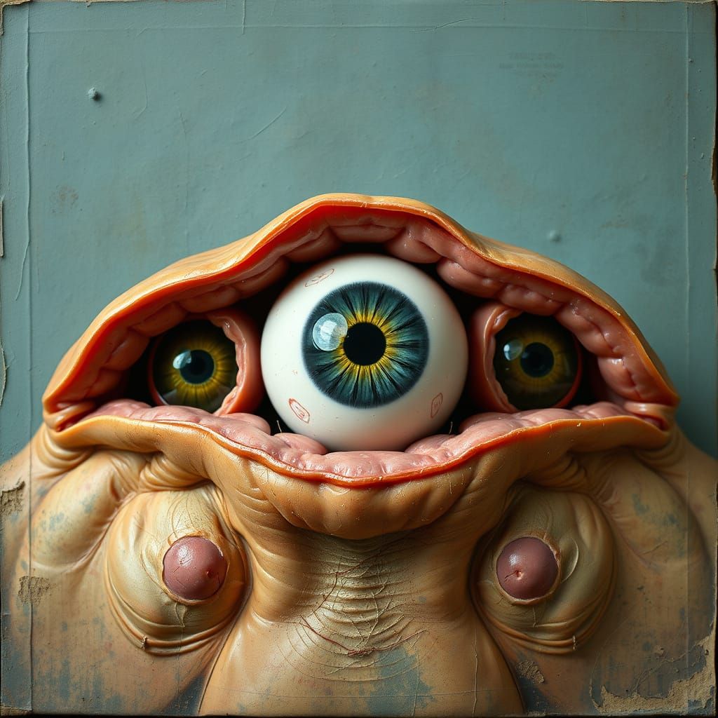 Surreal Sausage with Eyeballs in Dada Style