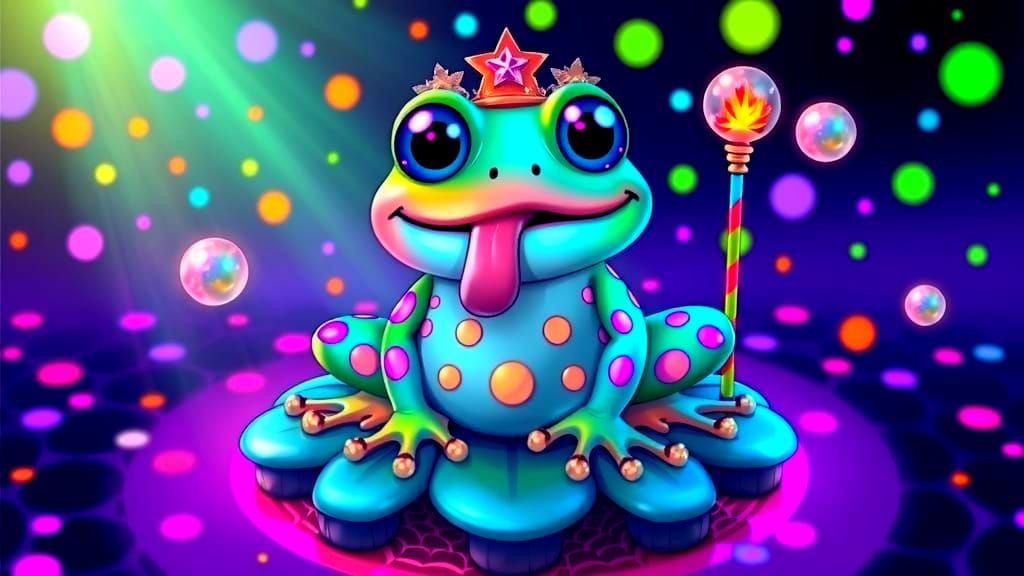 Psychedelic Frog Prince with Mushroom Crown
