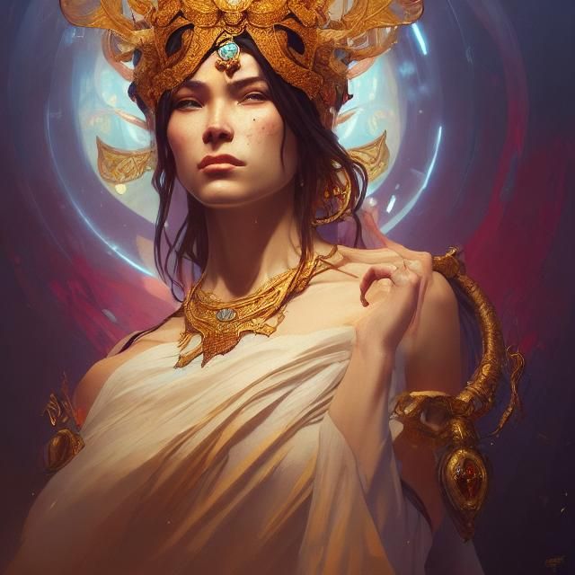 Sacred Queen Mother Portrait in Hyperdetailed Style