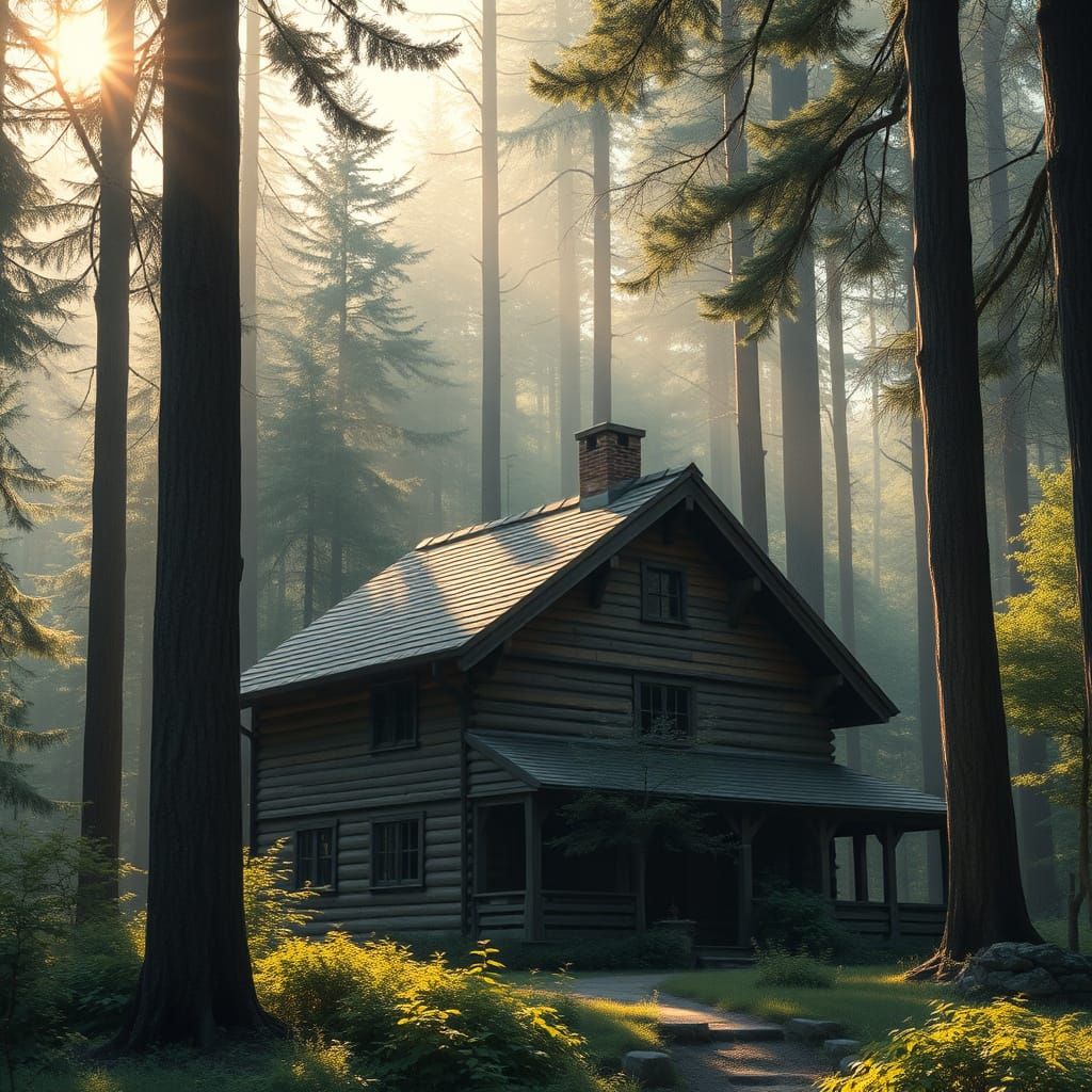 Rustic Forest House in Whimsical Style