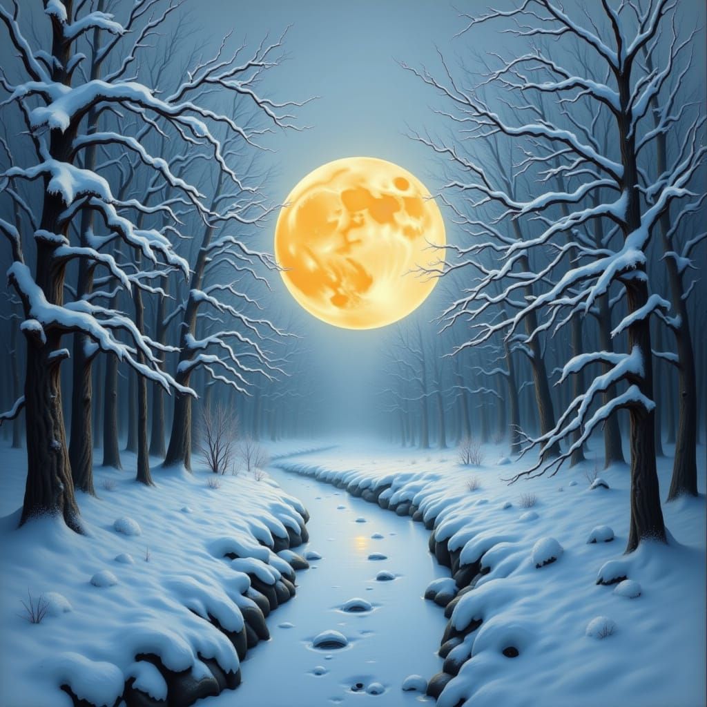 Ethereal Winter Sun with Mourning Geisha and Fairy Elf