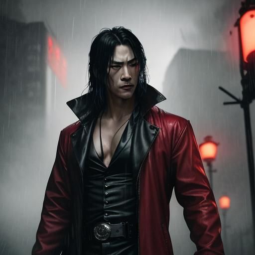 Neo-Noir Alucard Film Still in Gritty Style