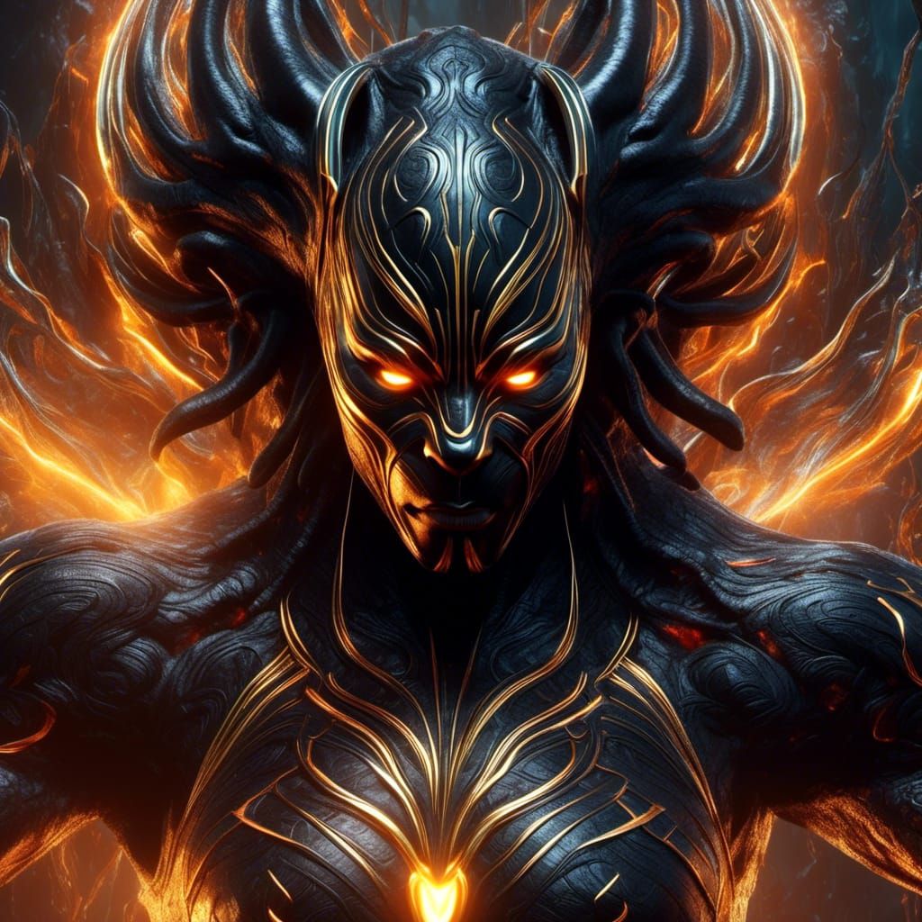 Hissing Demon Panther and Woman in Hyperreal Style