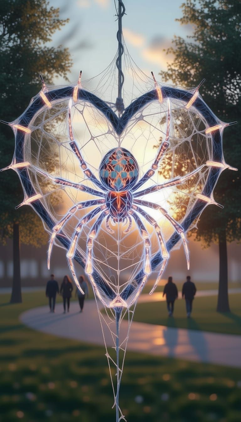 Glowing Spider Web Black Widow in Fantasy Park