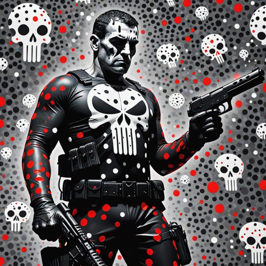The Punisher in Polka Dot Art Style