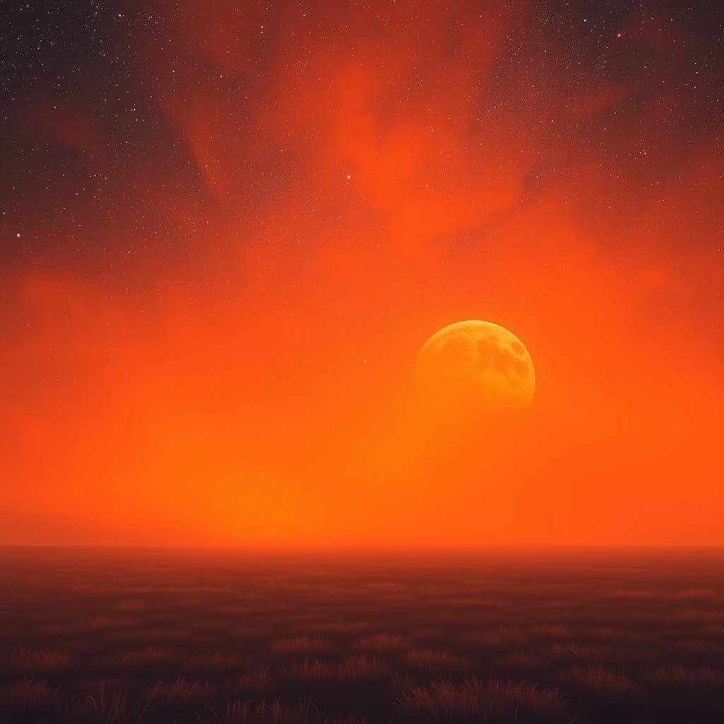 Orange Celestial Space in Color Field Style