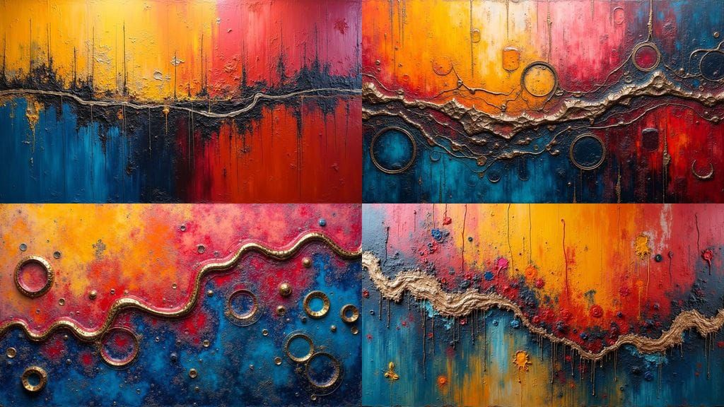 Vibrant Mixed Media Masterpiece with Industrial Edge
