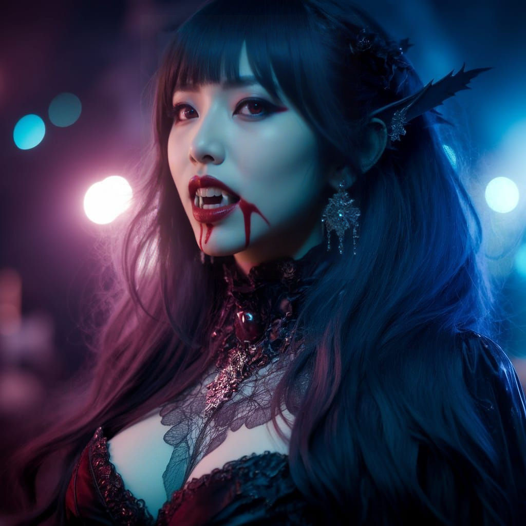 Japanese Gothic Vampire in the Club